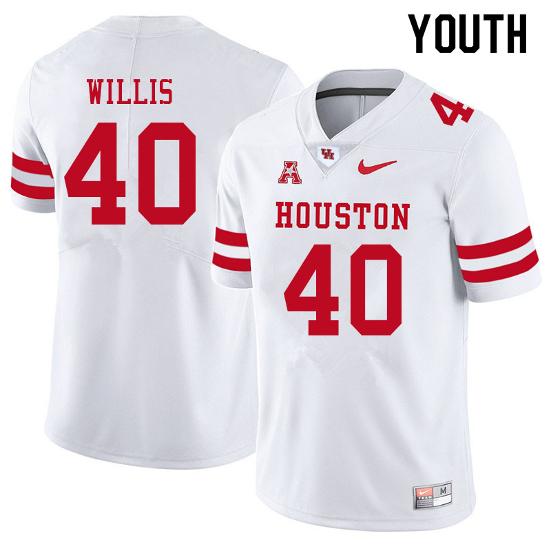 Youth #40 Aaron Willis Houston Cougars College Football Jerseys Sale-White